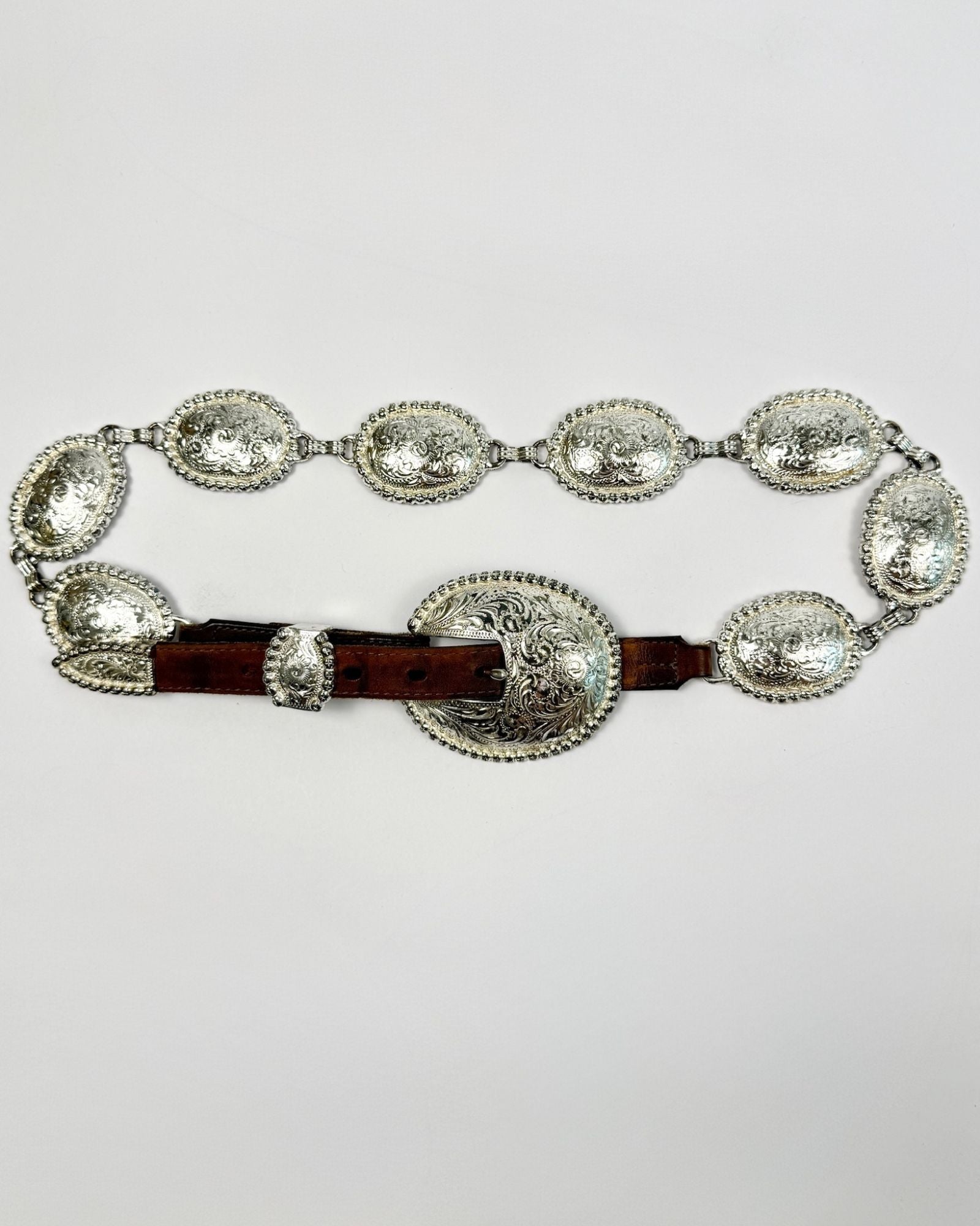 Thin Brown Concho Belt