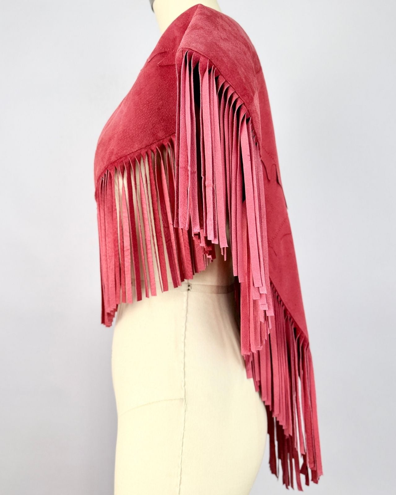 Red Suede Fringe Collar