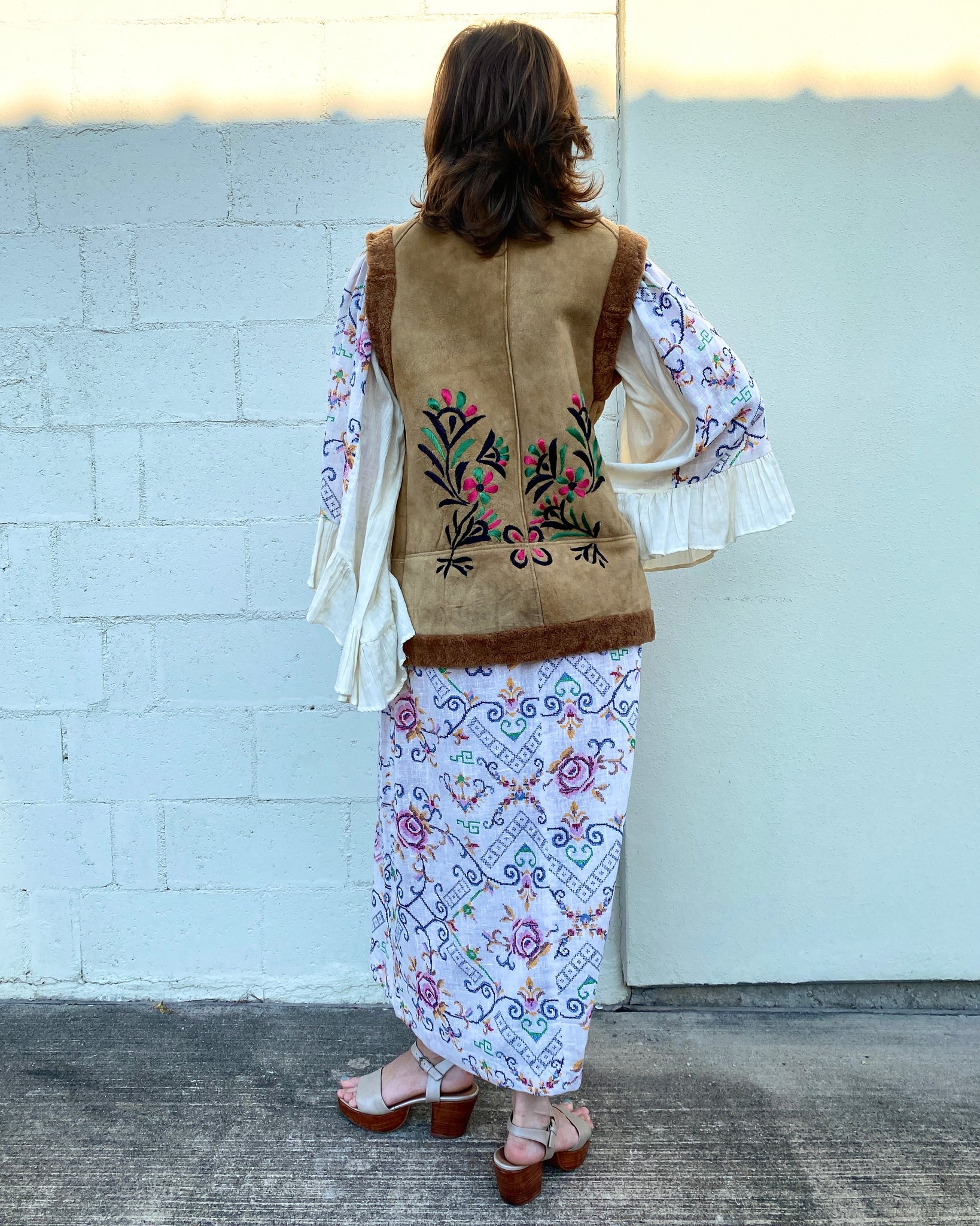 Afghan Shearling Embroidered Vest