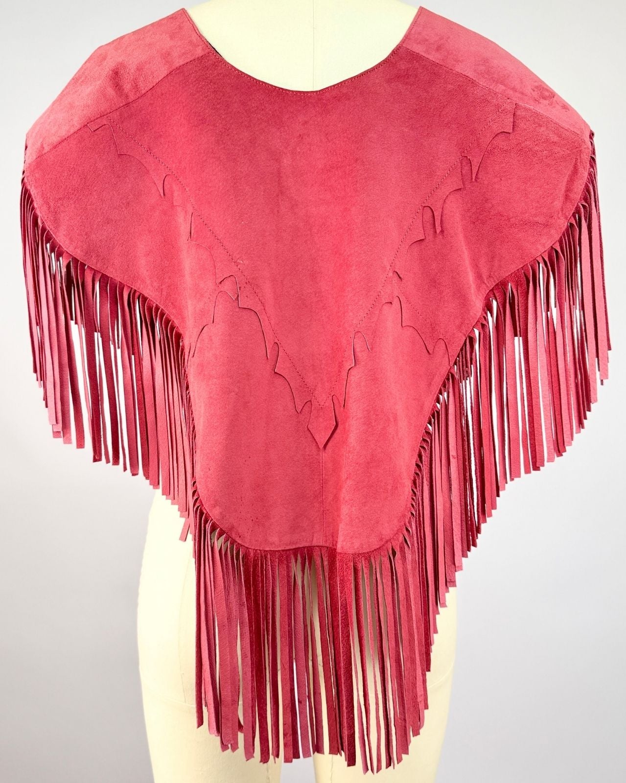 Red Suede Fringe Collar