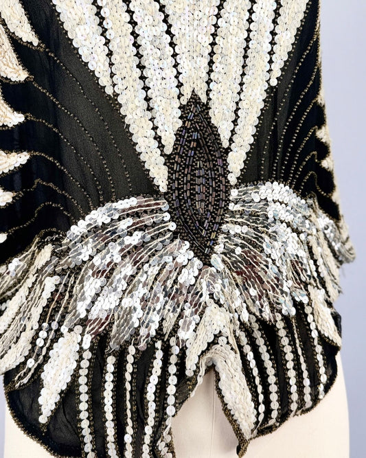 Shomax Black and Silver Butterfly Sequin Blouse