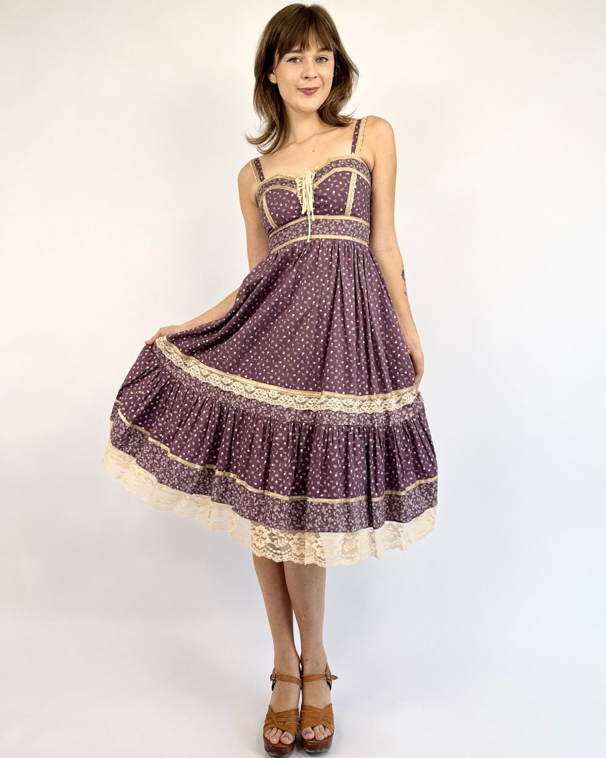 Gunne Sax Violet Crown Calico Dress