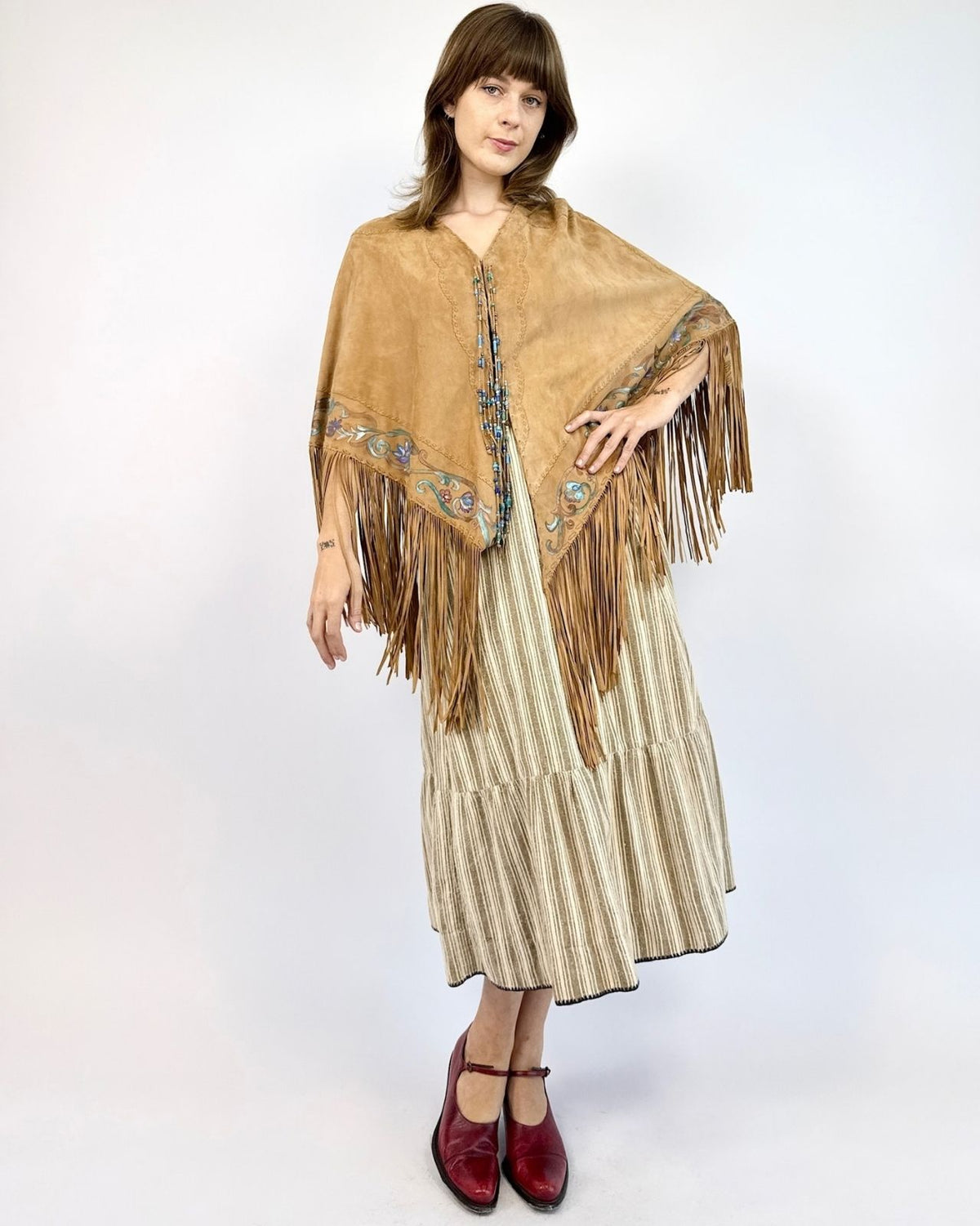 Gossamer Wings Luminous Blooms Suede Poncho