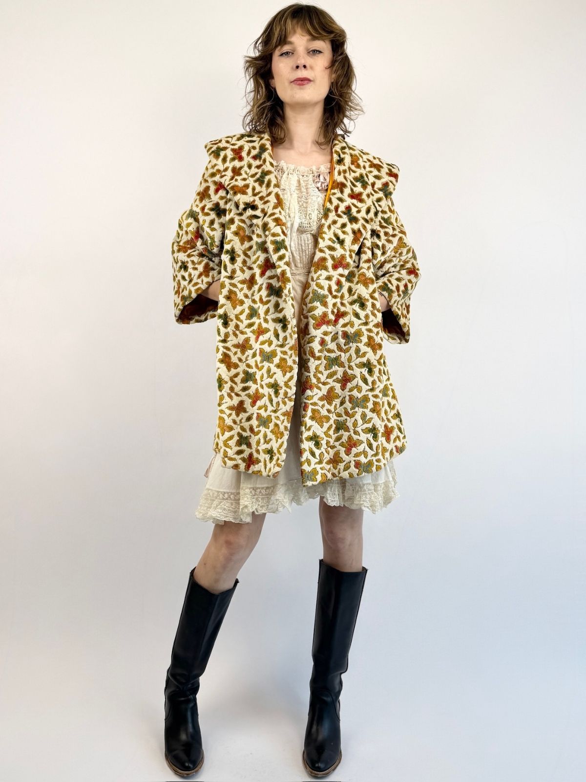 60s Taking Flight Butterfly Brocade Coat