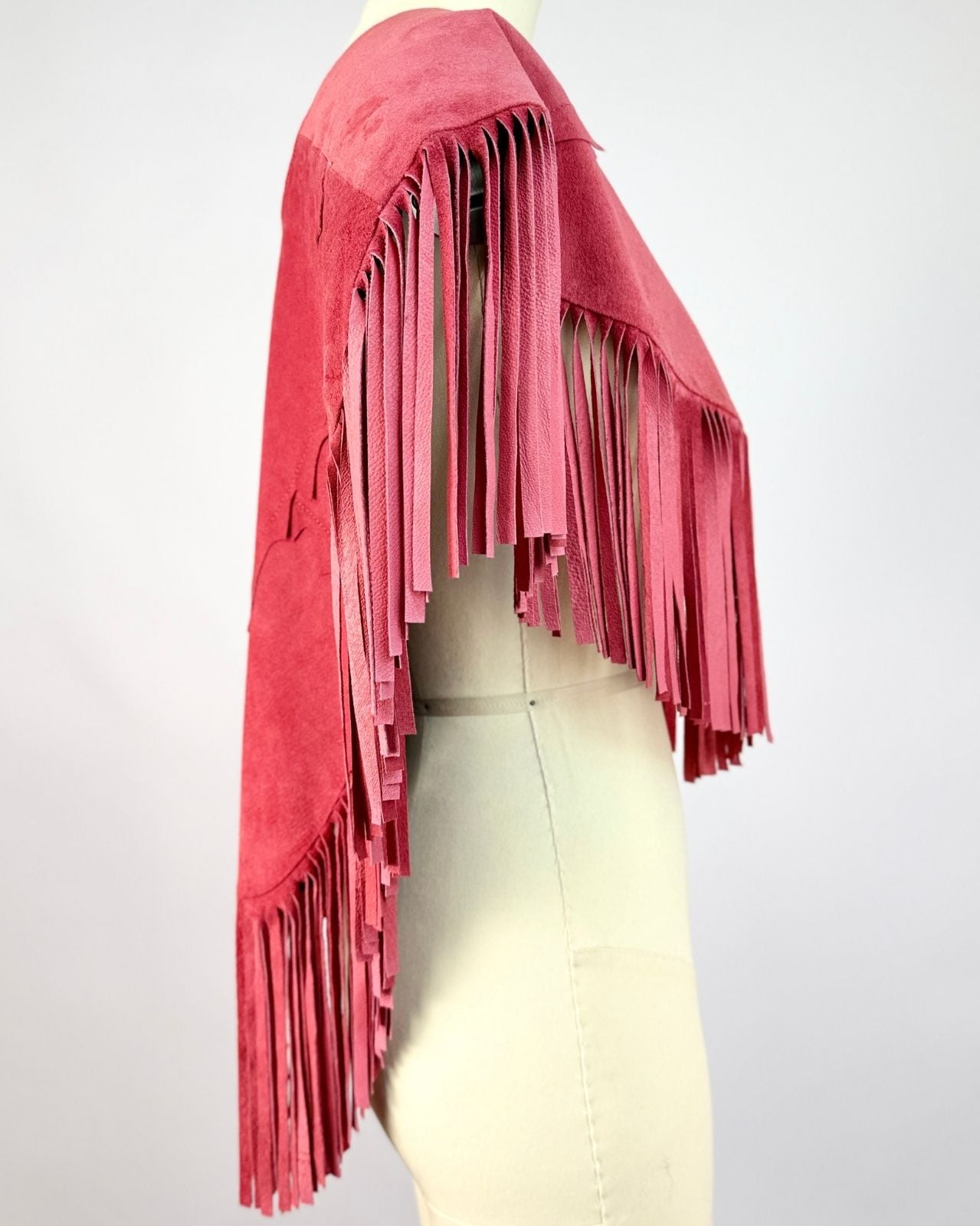 Red Suede Fringe Collar