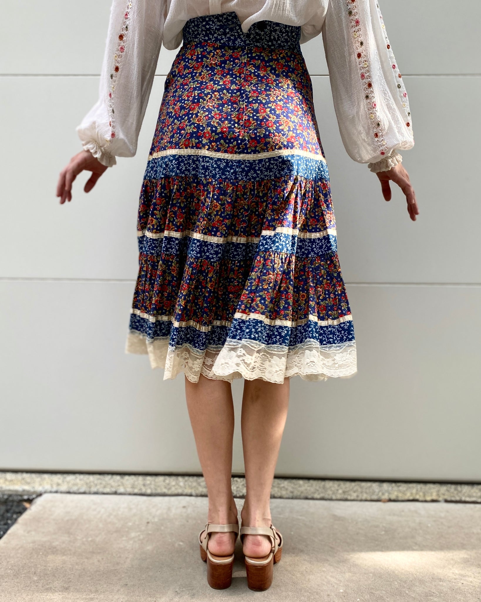 Bluebird Song Floral Gunne Sax Skirt