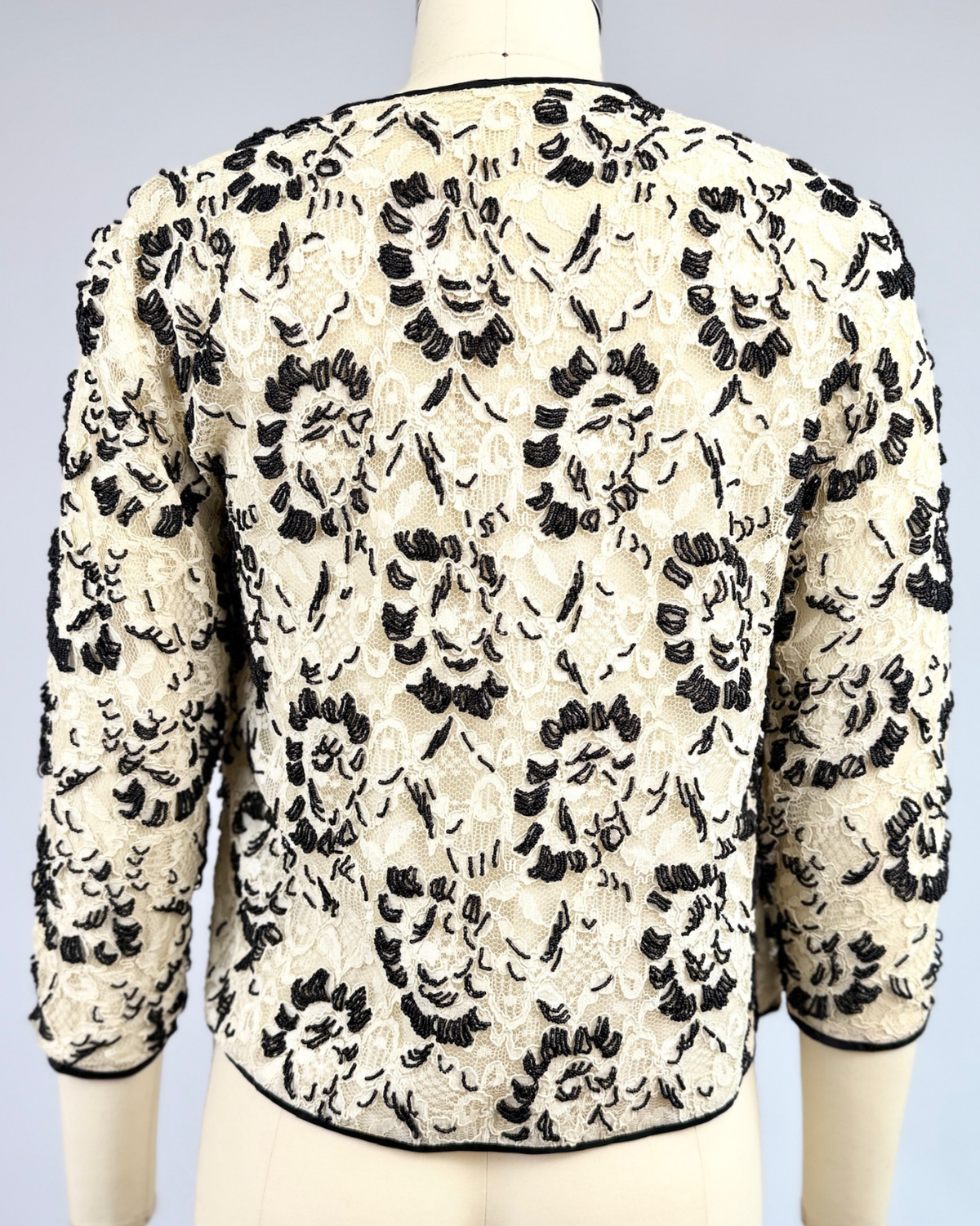 1950s Black and White Beaded Cardigan