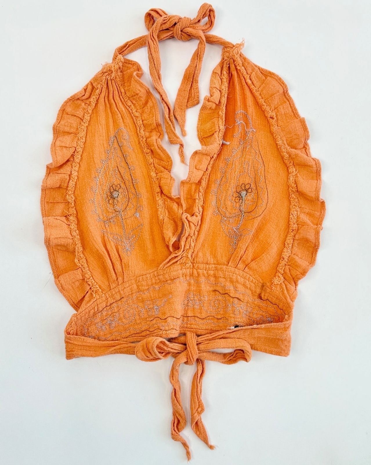 Orange Gauze Halter Top