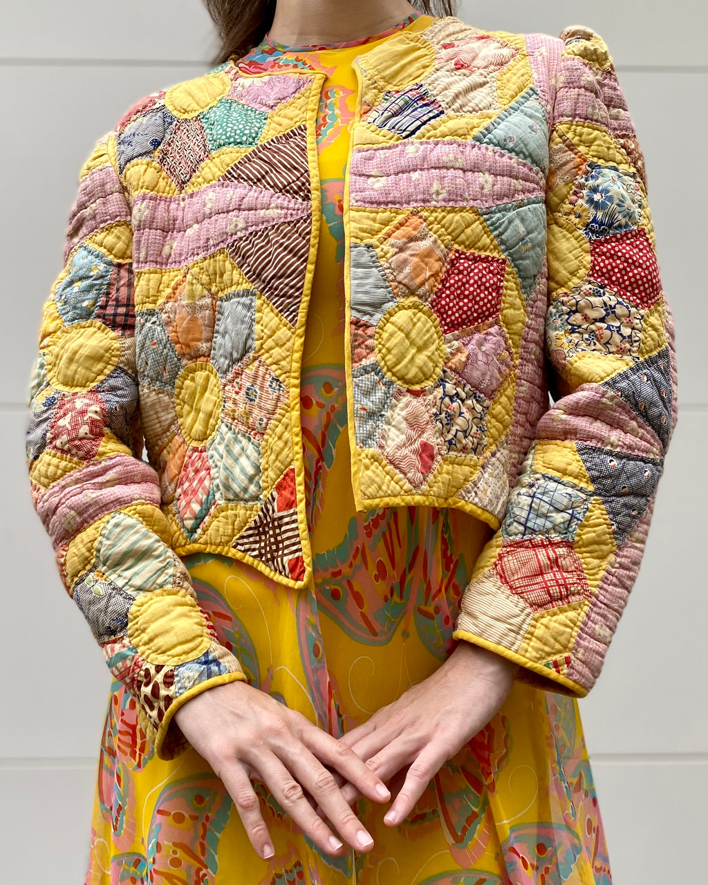 Sunday Picnic Yellow Quilted Jacket