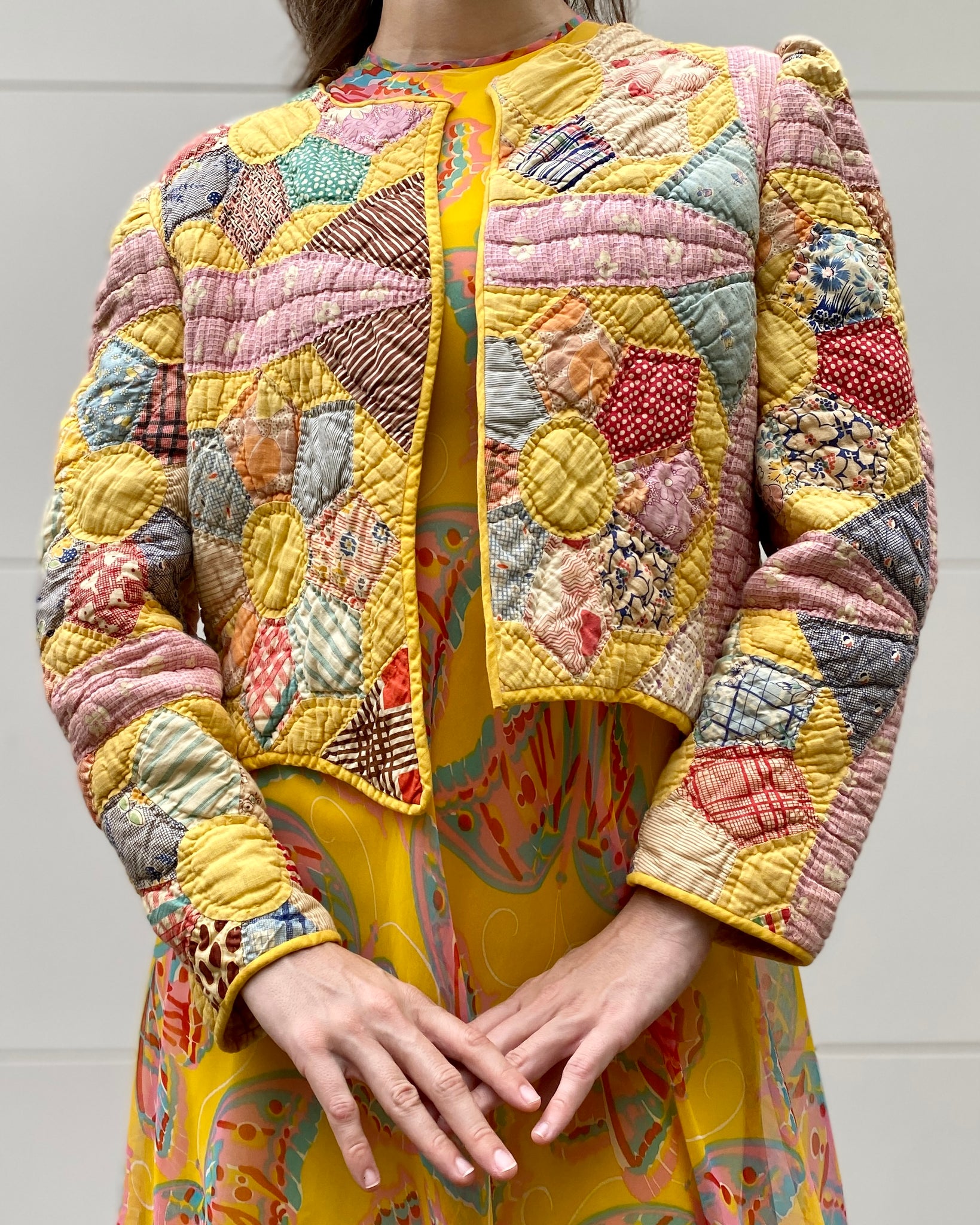 Sunday Picnic Yellow Quilted Jacket