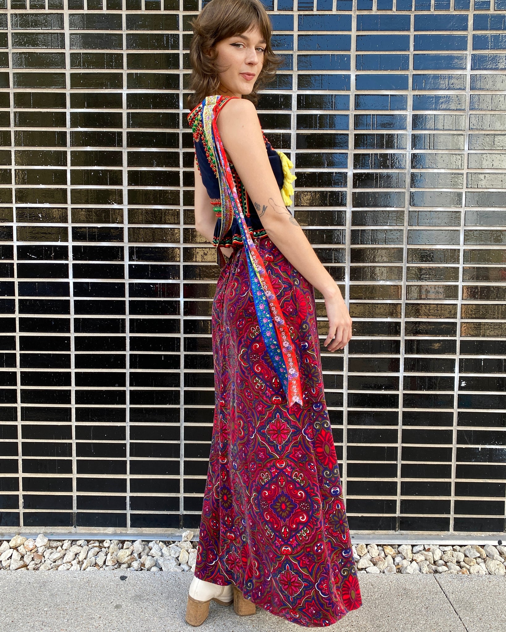 Psychedelic Velvet Paisley Maxi Skirt