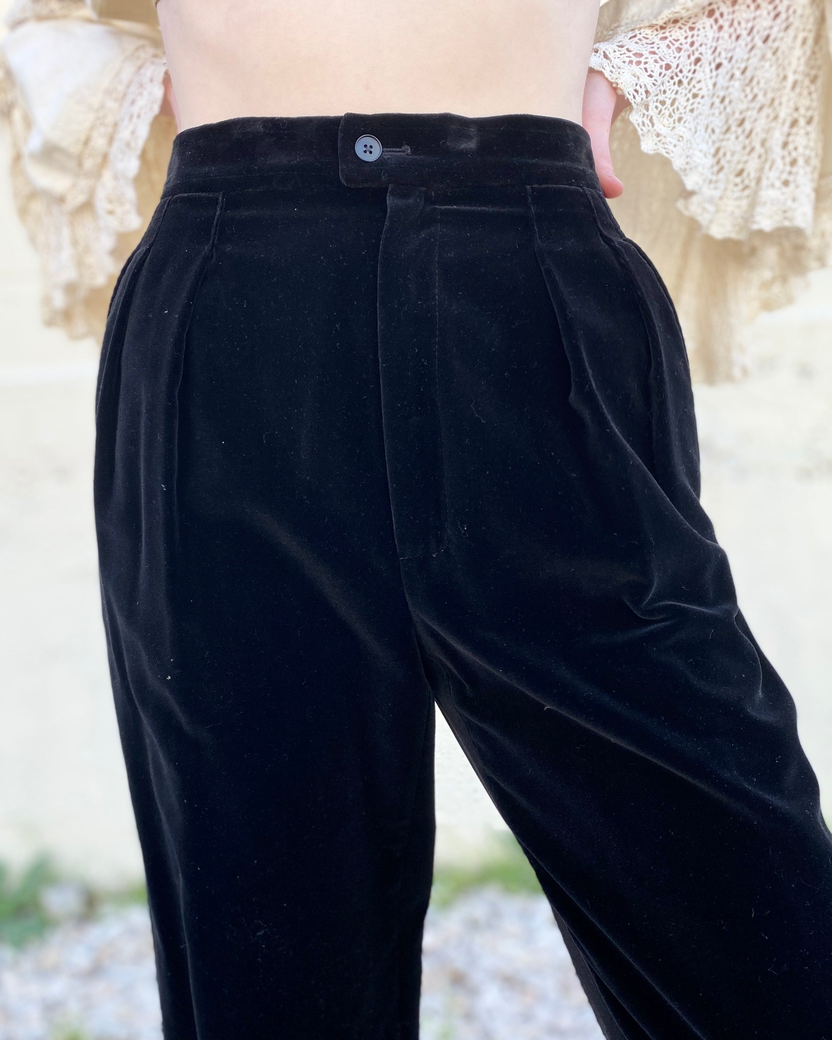 Midnight Rendez Vous Yves Saint Laurent Black Velvet Trousers