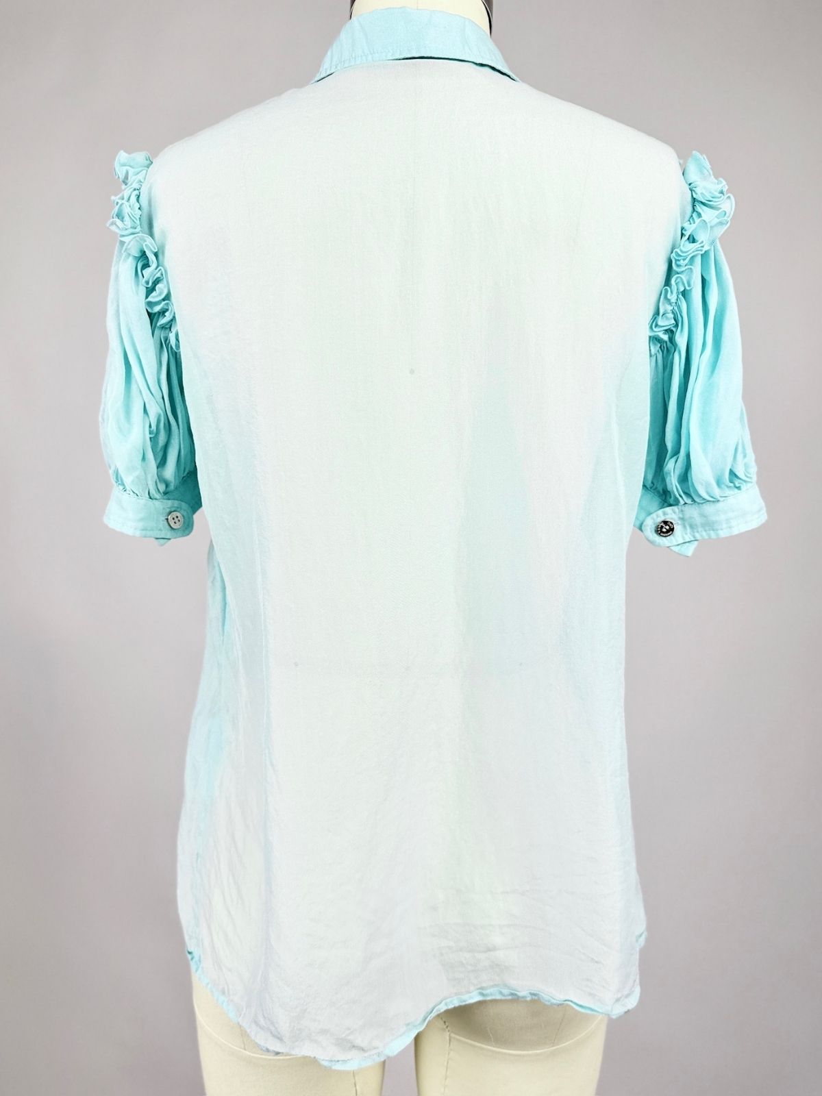 Dolce and Gabbana Aqua Silk Blouse