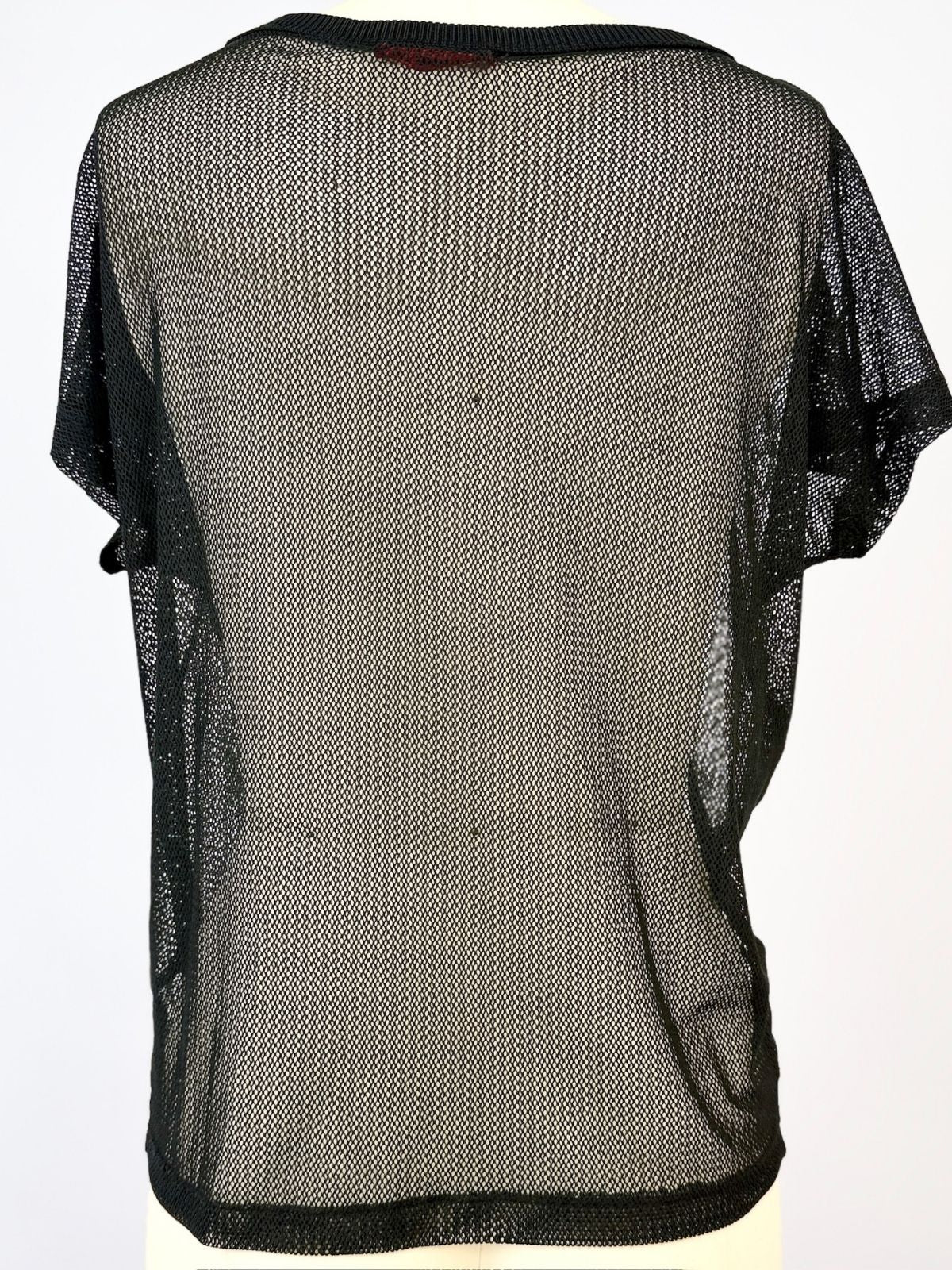 Vivienne Tam Black Mesh Embroidered Top