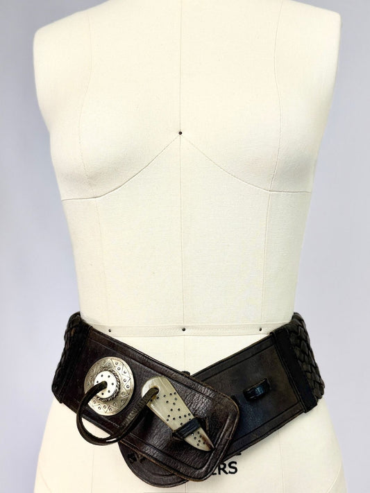 Wide Braided Leather Belt