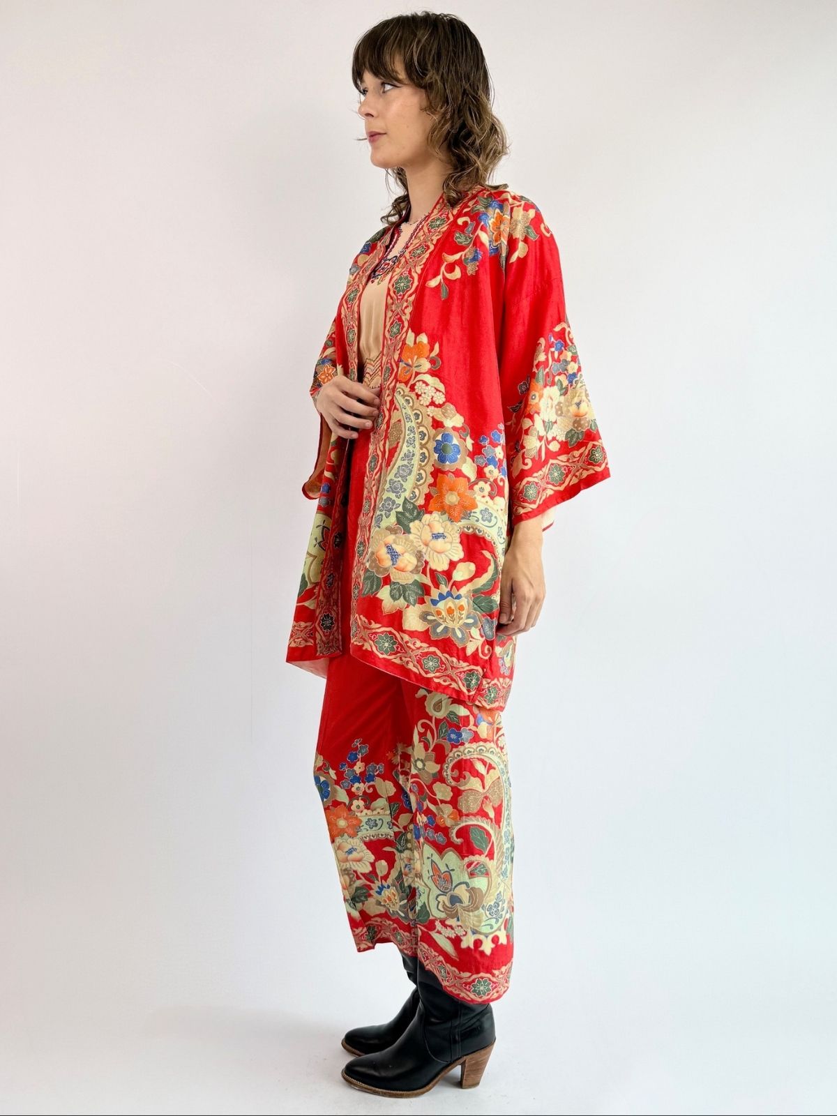 1930s Fallen Florals Pongee Silk Set