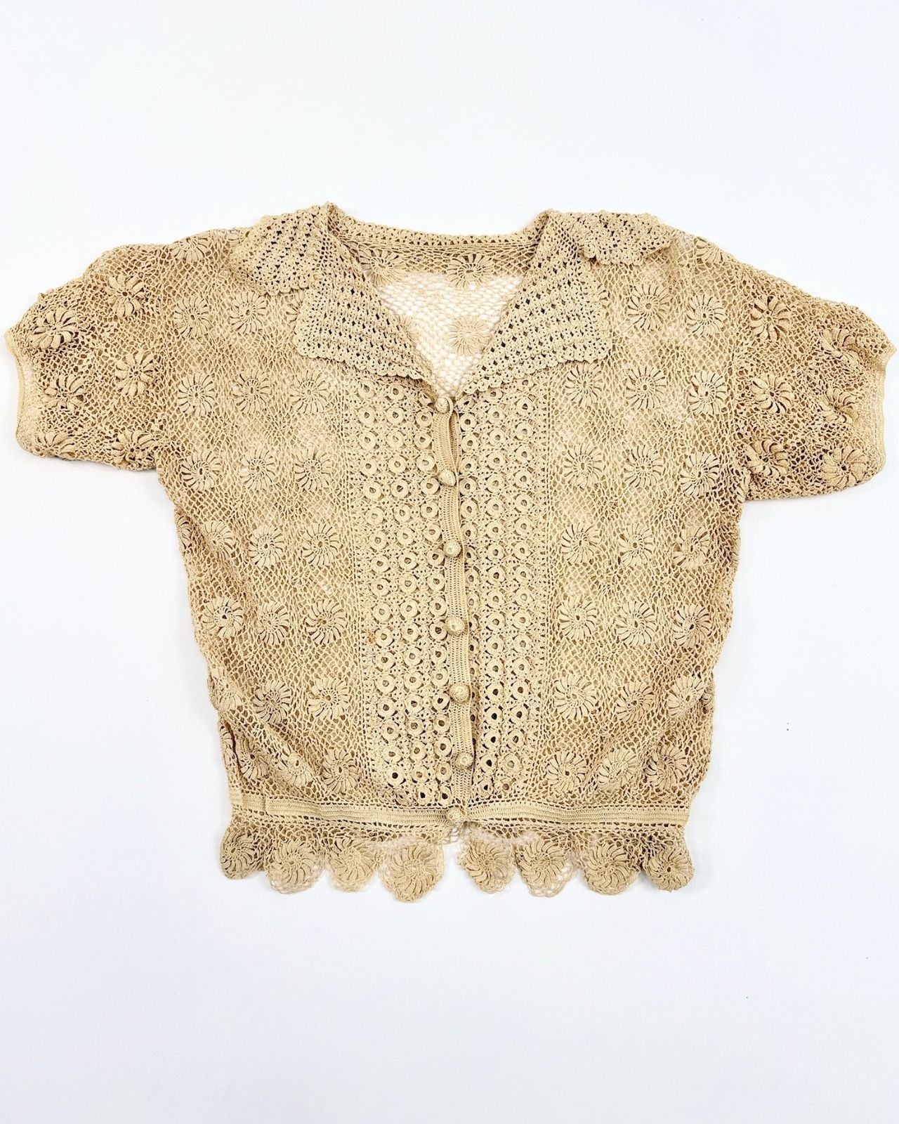 Crochet Flowers 1930s Blouse