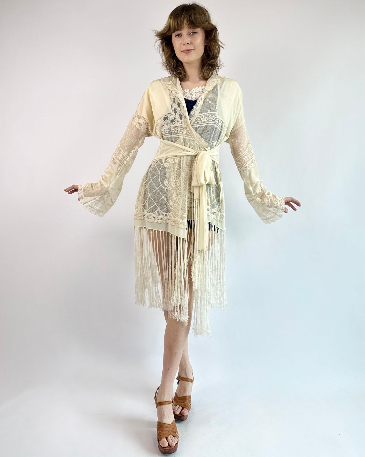 Jean Stranquist Embroidered Fringe Robe