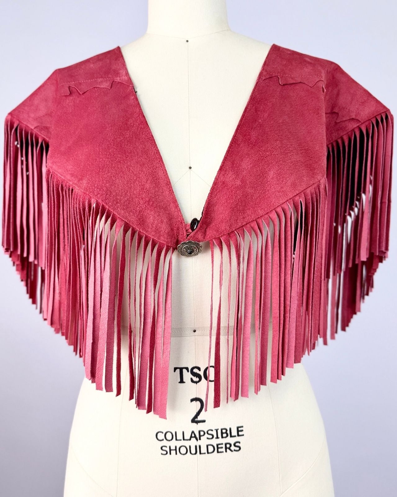 Red Suede Fringe Collar