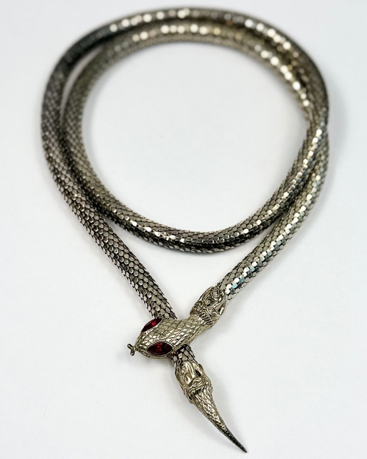 Whiting and Davis Red and Silver Snake Necklace
