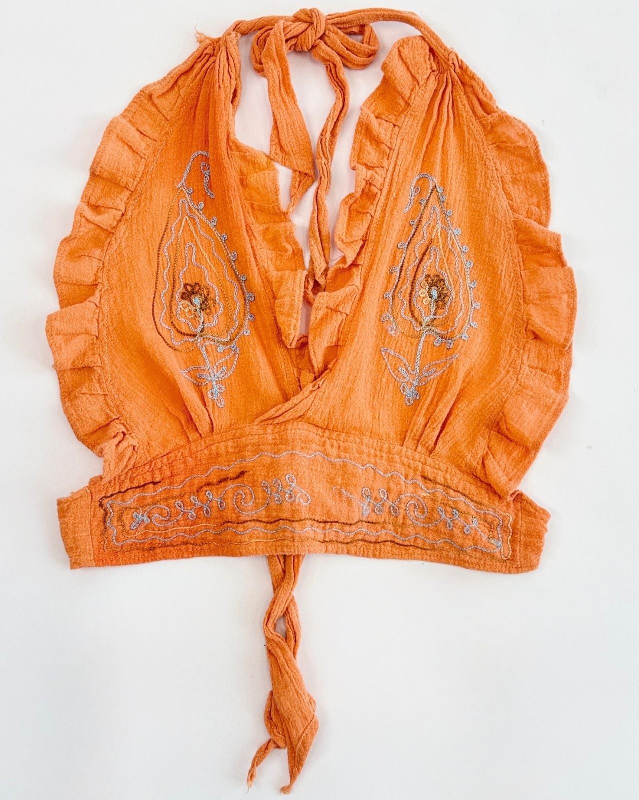 Orange Gauze Halter Top