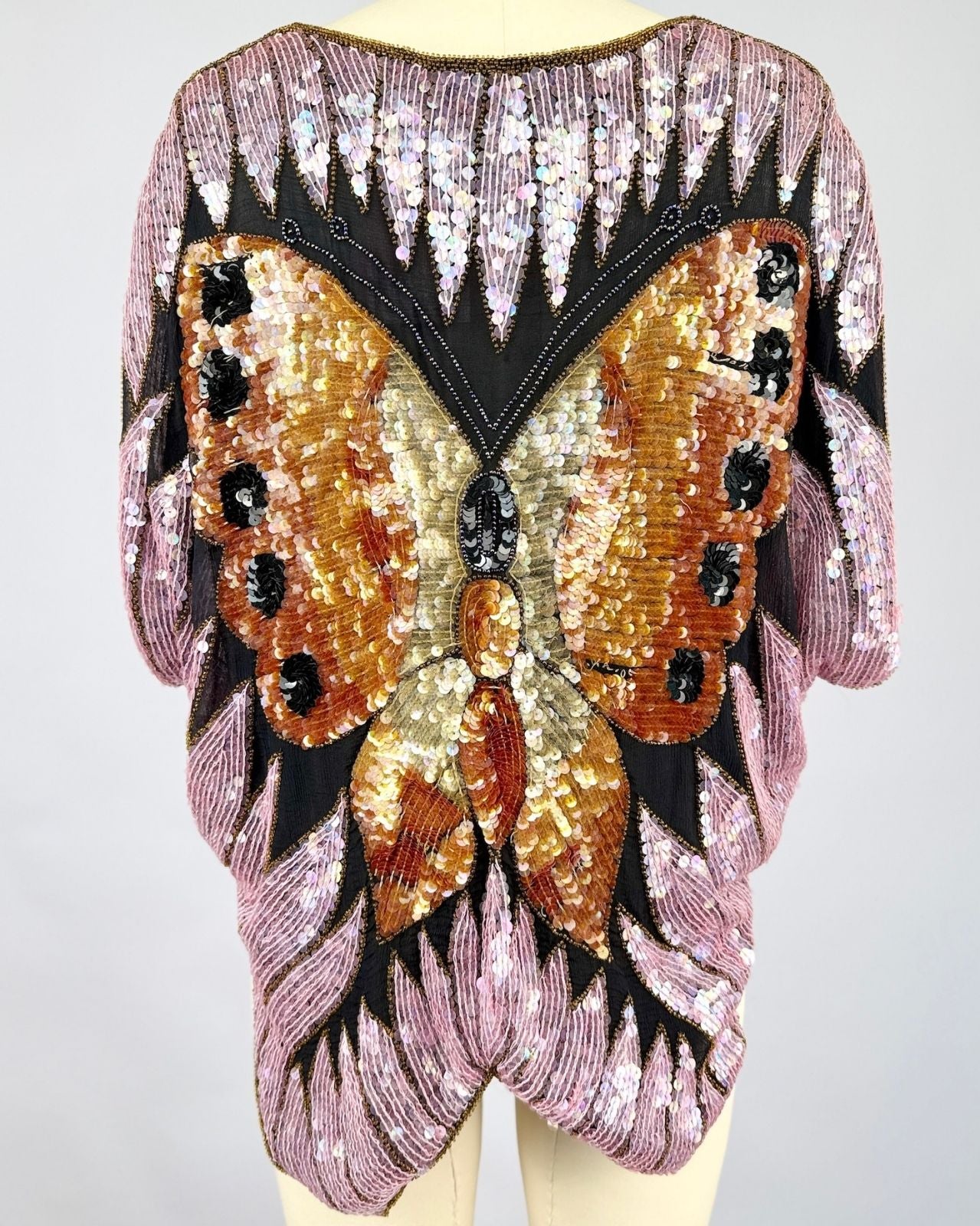 Pink and Orange Sequin Butterfly Blouse