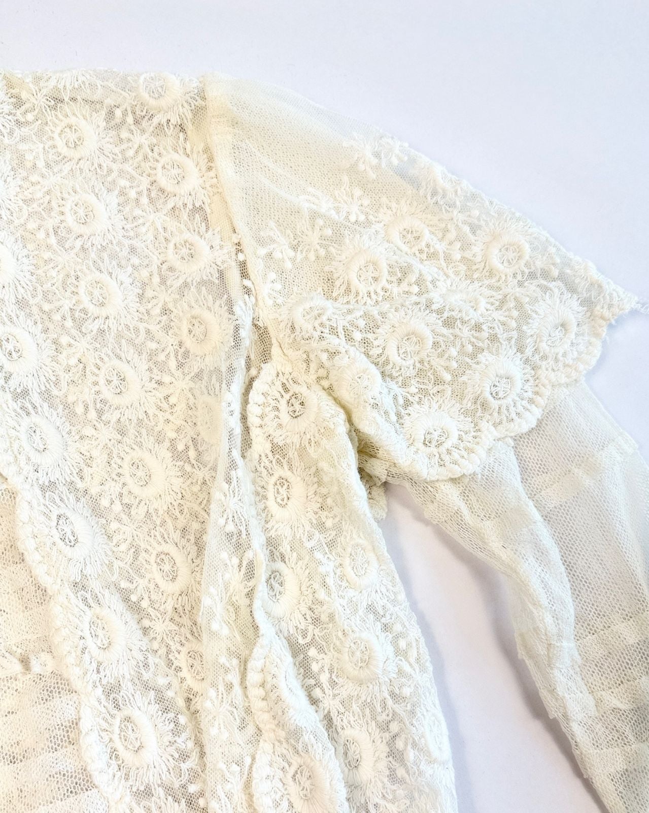 Edwardian White Mesh Lawn Top