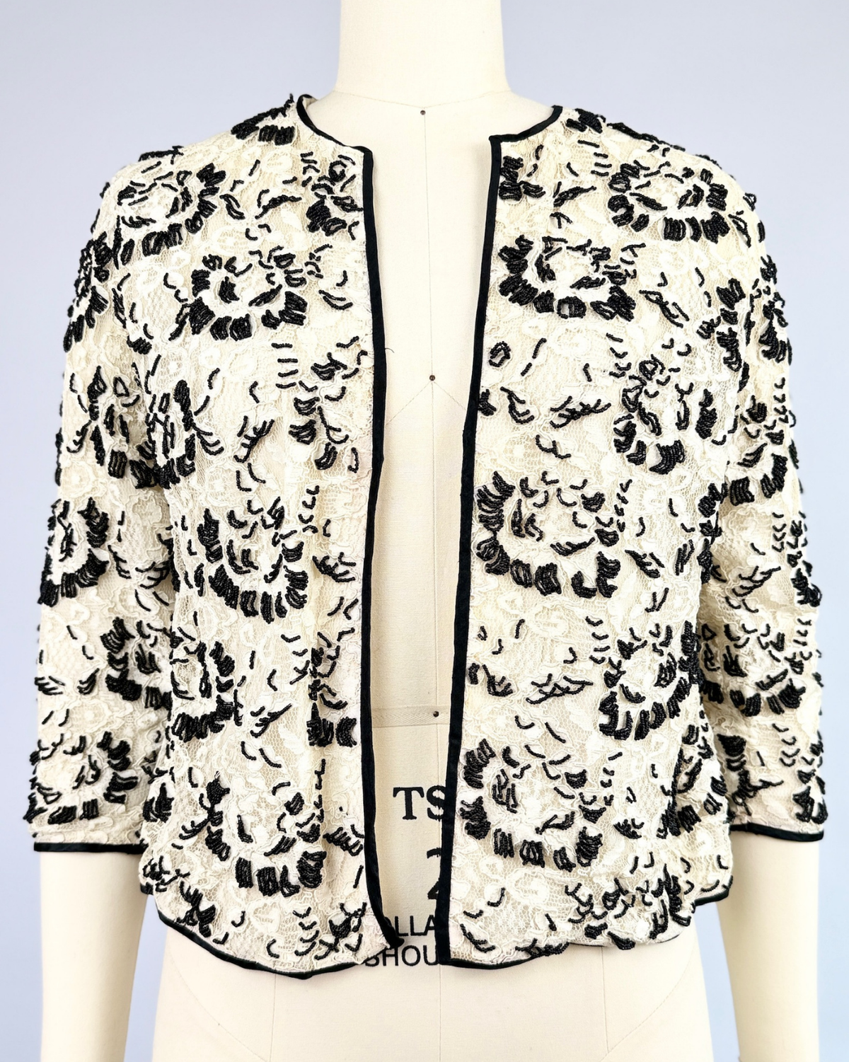 1950s Black and White Beaded Cardigan