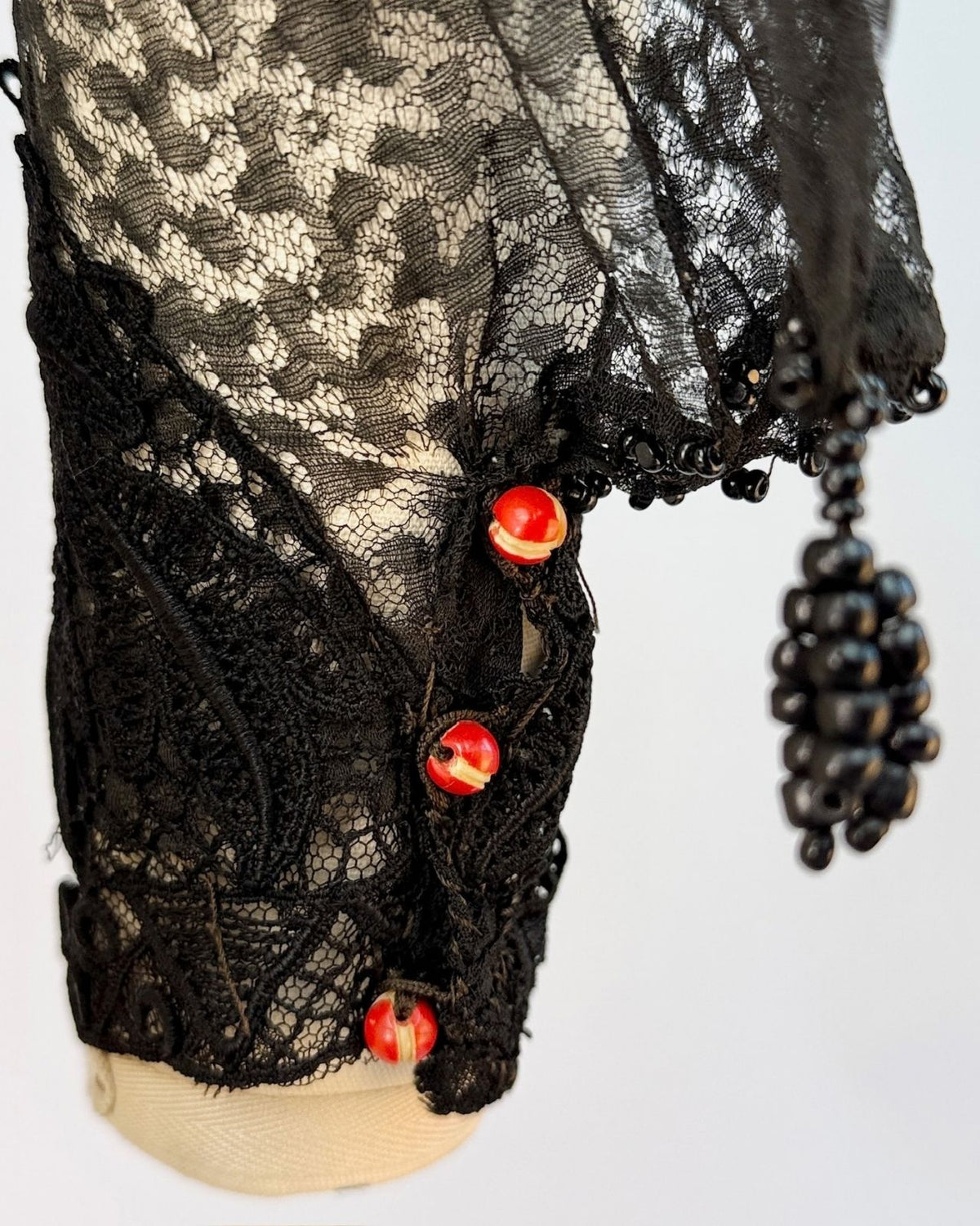 Black Beaded Victorian Lace Top