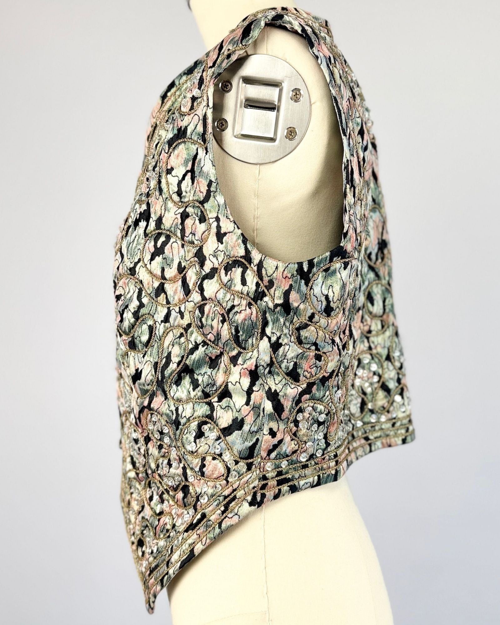 Beaded Brocade Metallic Vest