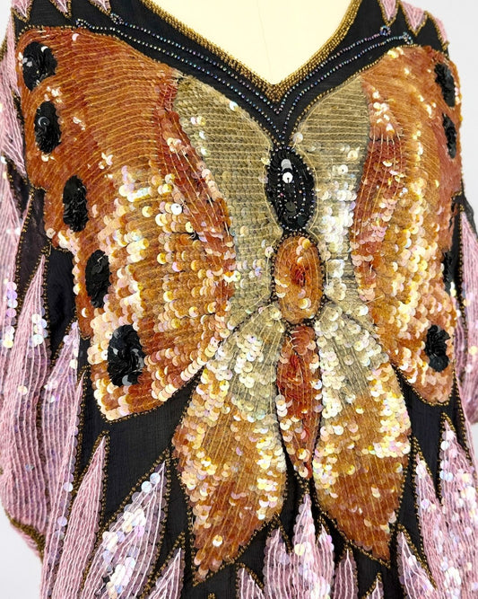 Pink and Orange Sequin Butterfly Blouse