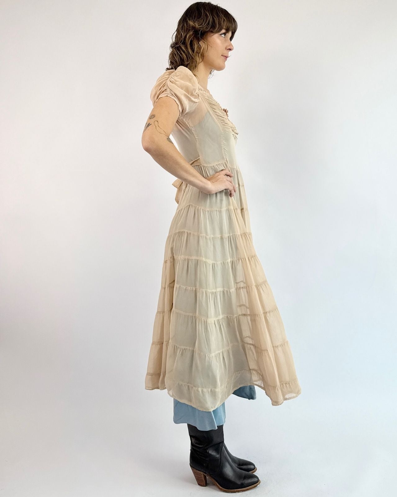 1930s Amoureux De Toi Chiffon Dress