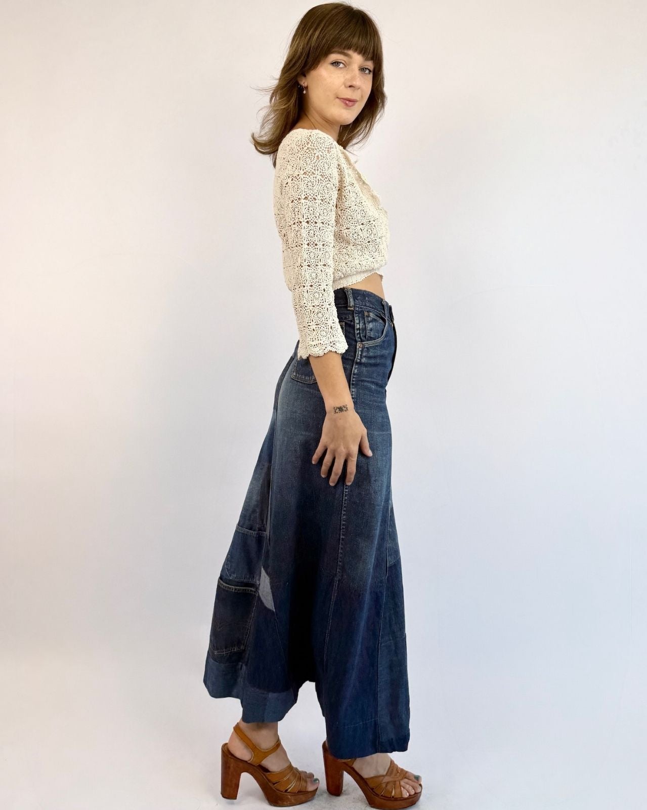 Pocket Full of Sunshine Denim Patchwork Maxi Skirt