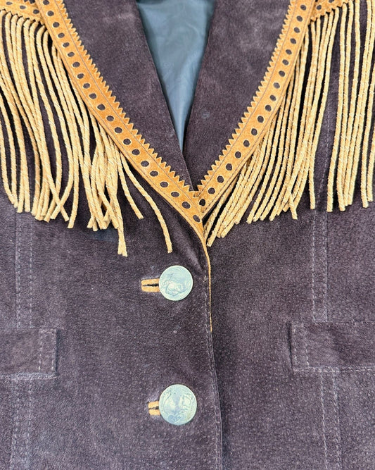 Brown Leather Fringe Jacket