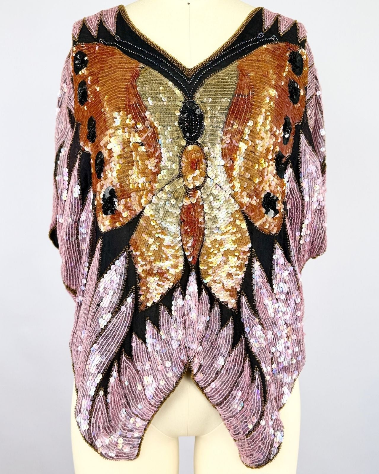 Pink and Orange Sequin Butterfly Blouse