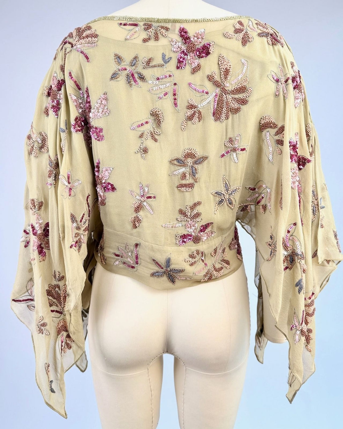 Pink and Sage Beaded Blouse