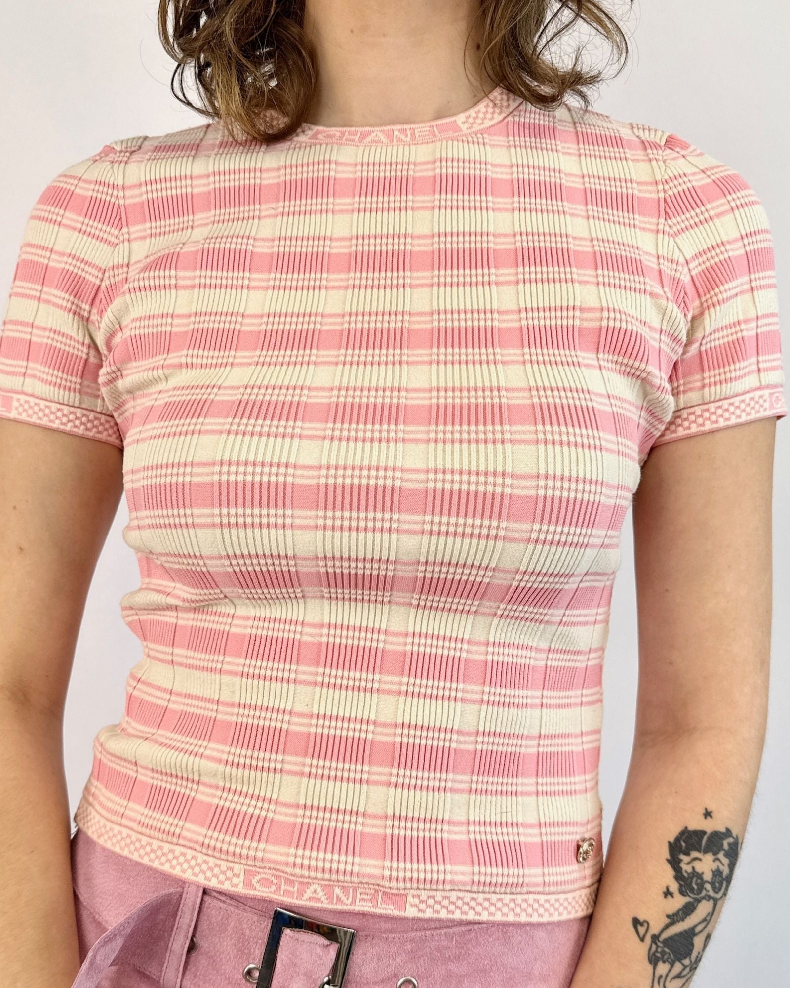 Chanel Tickled Pink Striped Knit Tee