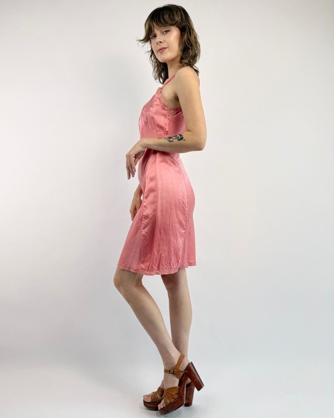 1940s One of Those Nights Silk Satin Slip Dress