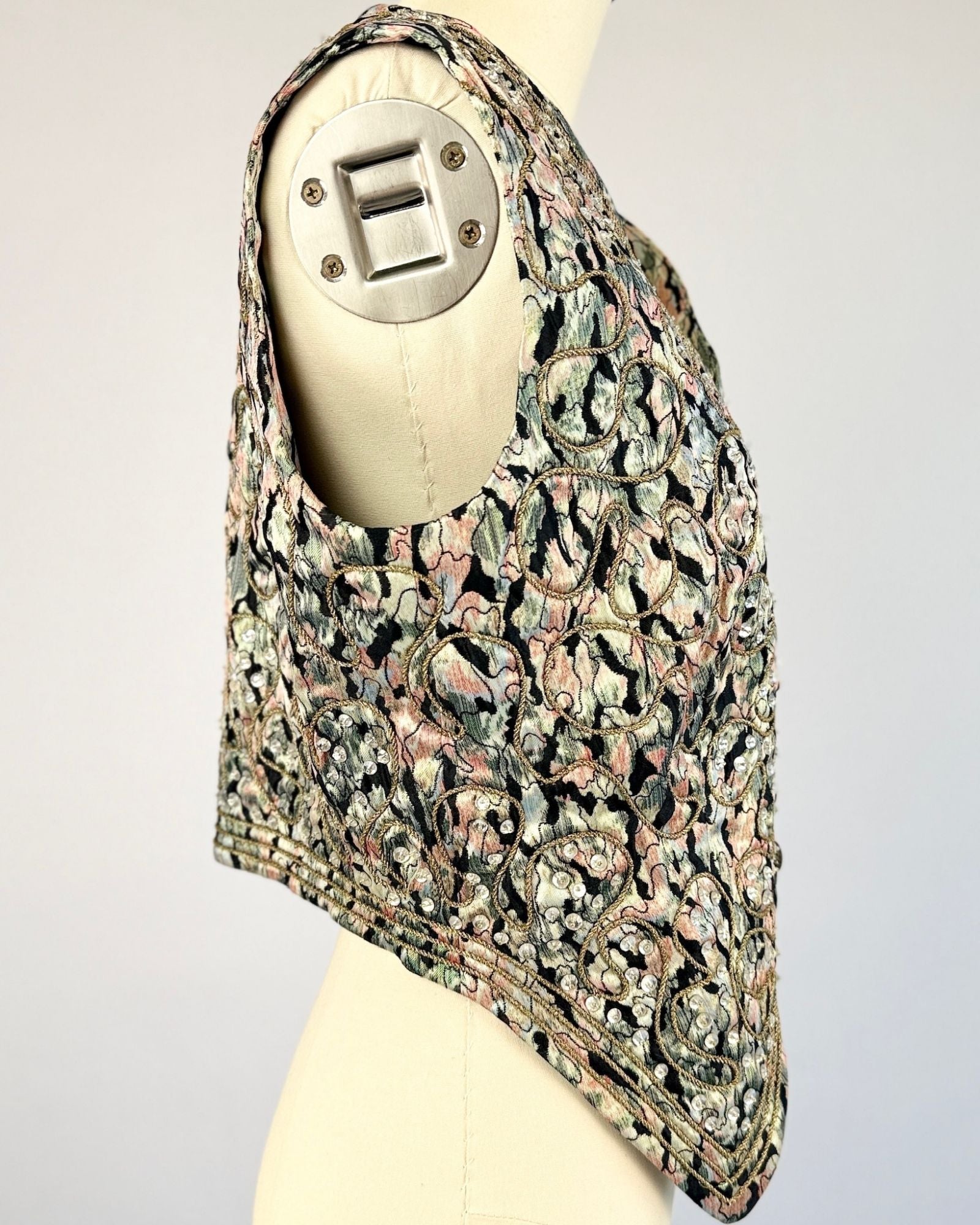 Beaded Brocade Metallic Vest