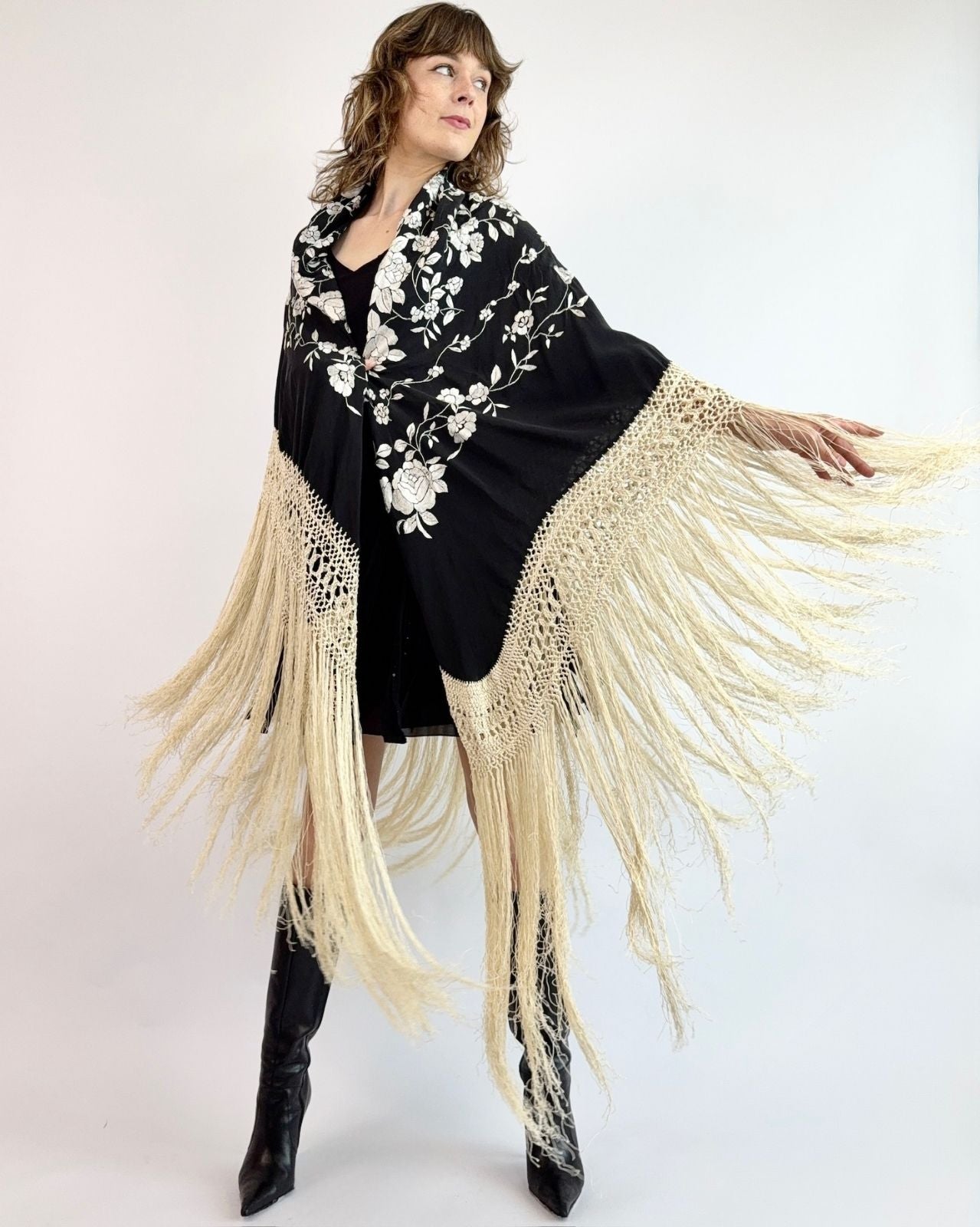 Moonstruck Garden Embroidered Piano Shawl