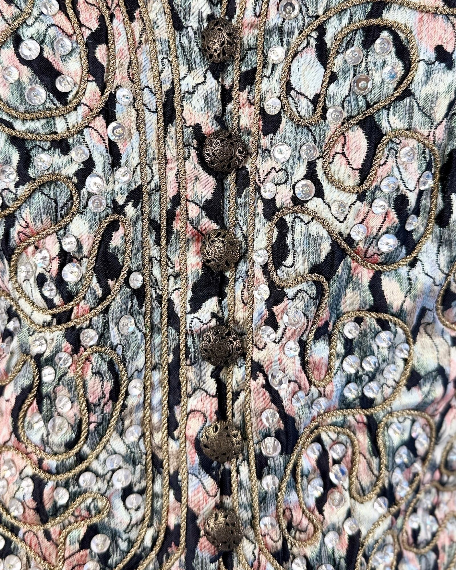 Beaded Brocade Metallic Vest