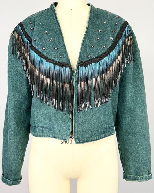 90s Over-dyed Green Denim Jacket