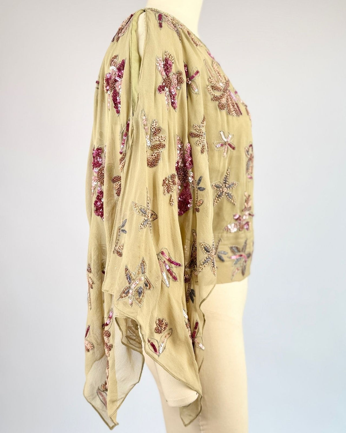 Pink and Sage Beaded Blouse