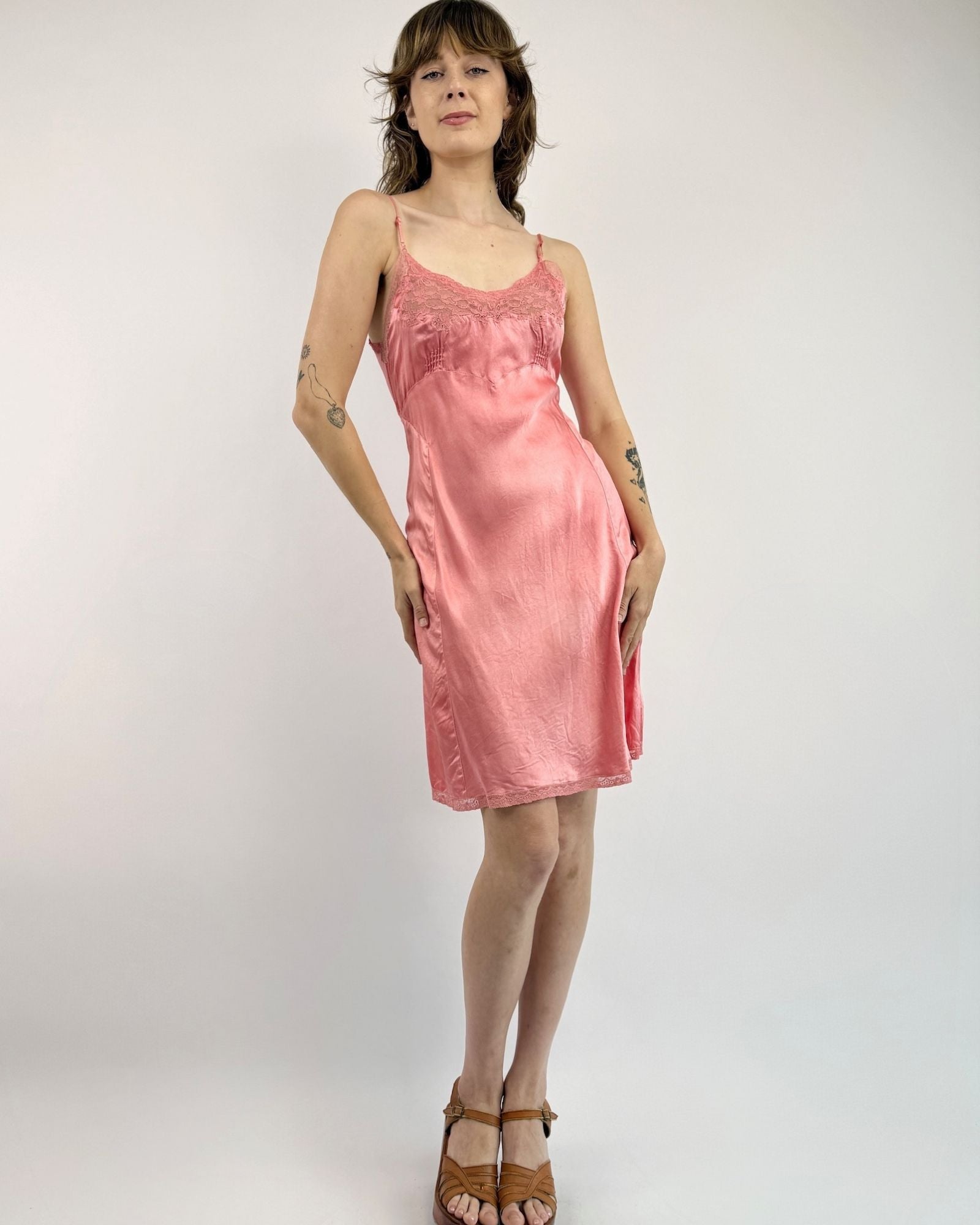 1940s One of Those Nights Silk Satin Slip Dress