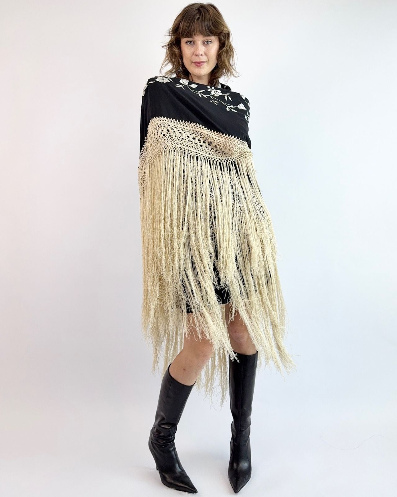 Moonstruck Garden Embroidered Piano Shawl