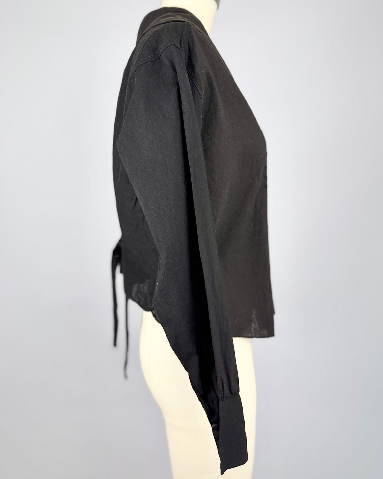 Black Edwardian Embroidered Blouse