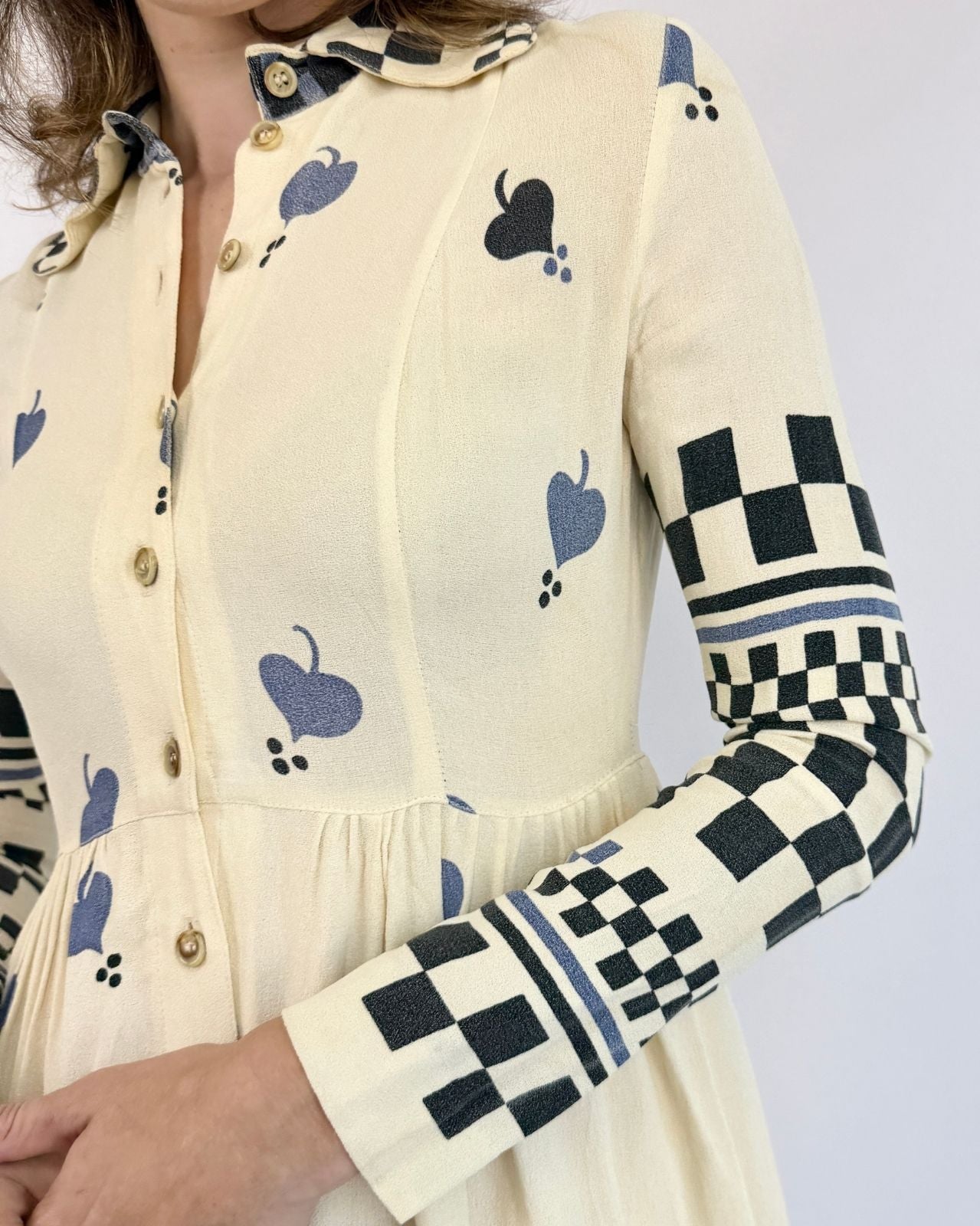 Ossie Clark Style In Spades Crepe Dress