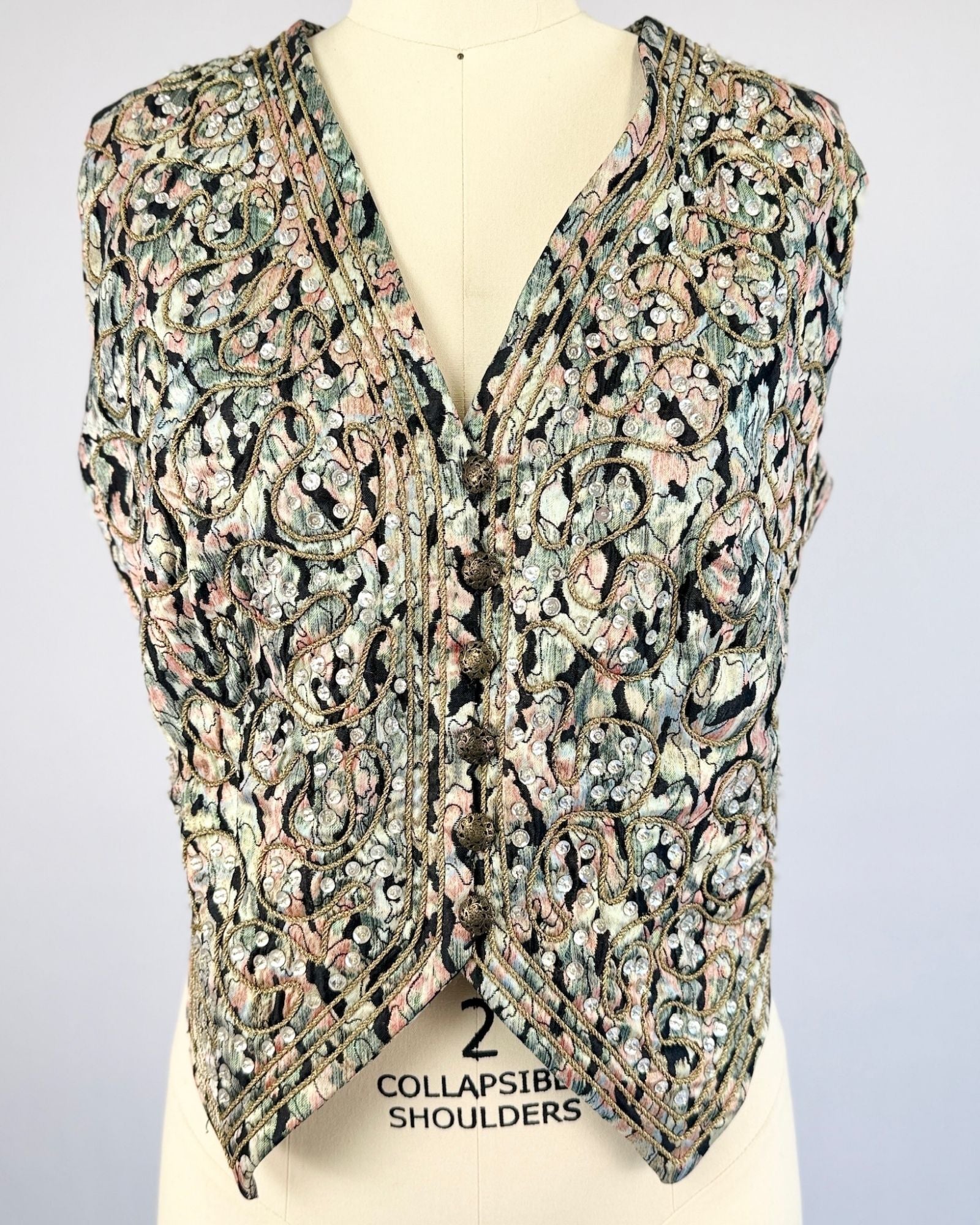 Beaded Brocade Metallic Vest