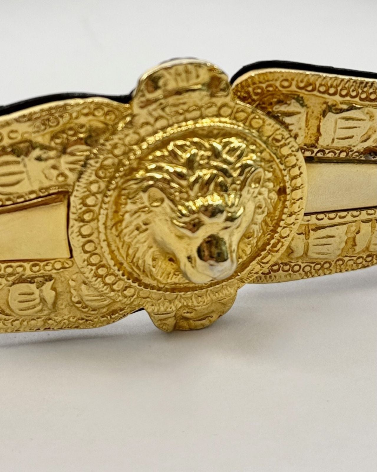 Judith Leiber Black and Gold Lion Belt