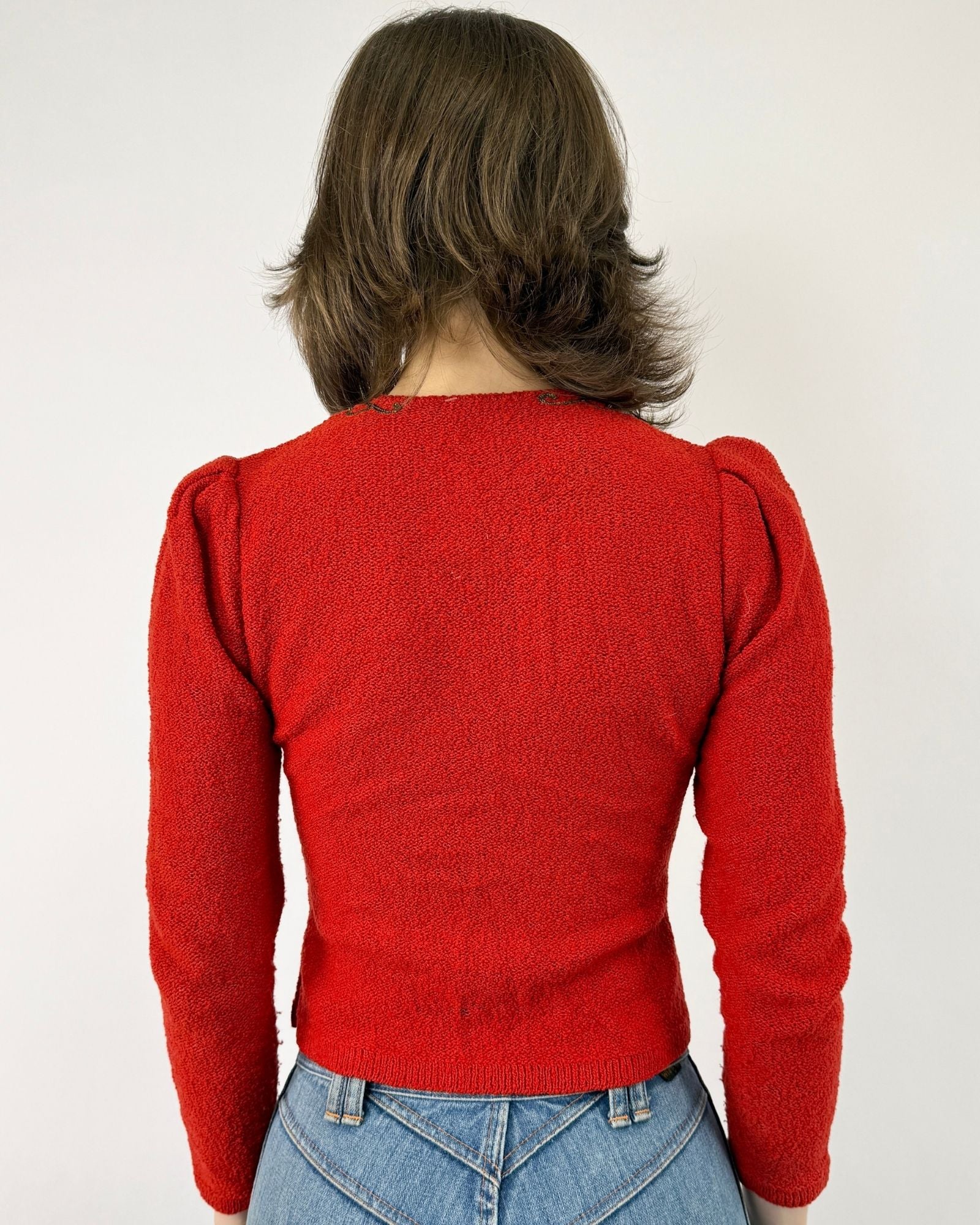 40s Wish Upon Holly Beaded Cardigan